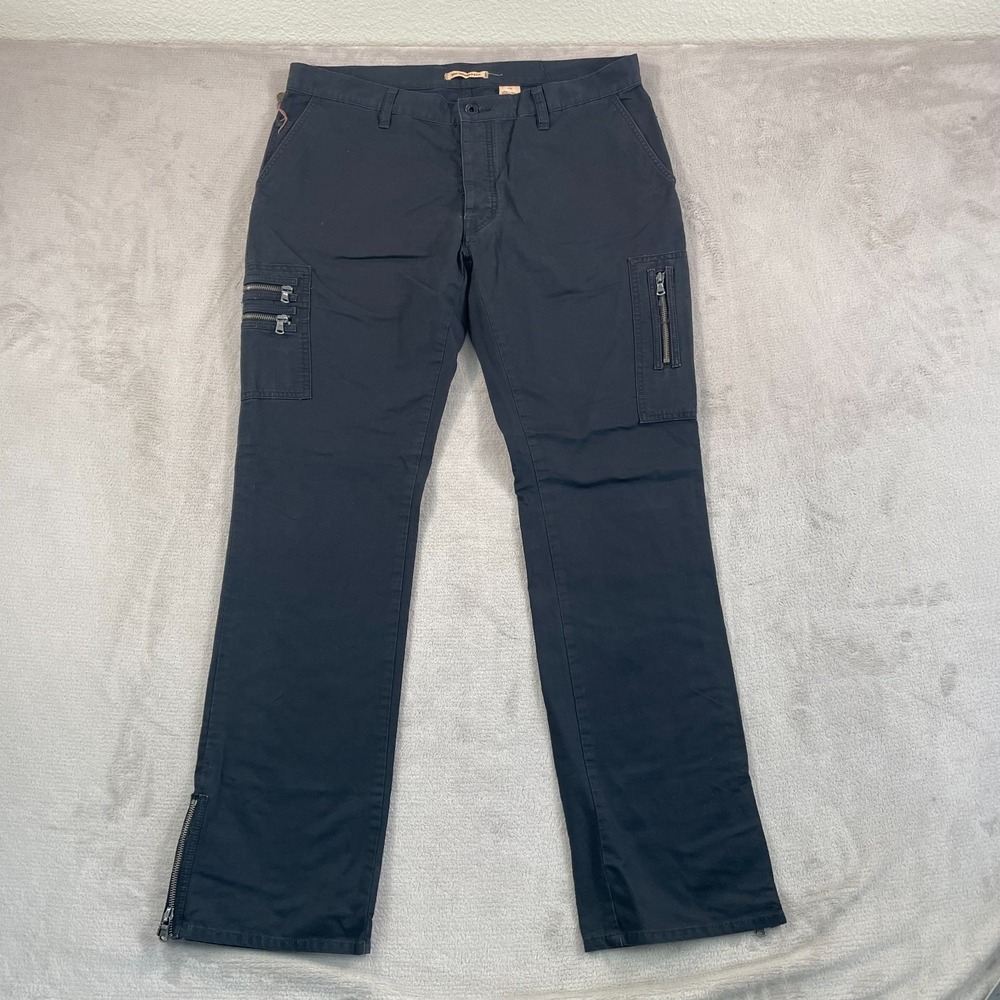 John Varvatos Cargo Pants Men 36x33 (Tag 38) Black Zip Pockets‎ Straight Leg USA